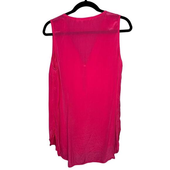 Soft Surroundings Hot Pink Gold Zip Front Tunic Tank Top Viscose Size M - Picture 2 of 5